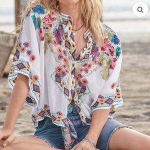 Johnny Was Multicolor Embroidered Blouse